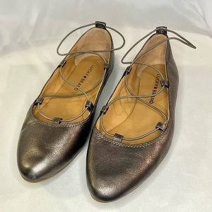 Lucky Brand Gold/Bronze Lace-Up Aviee Flats